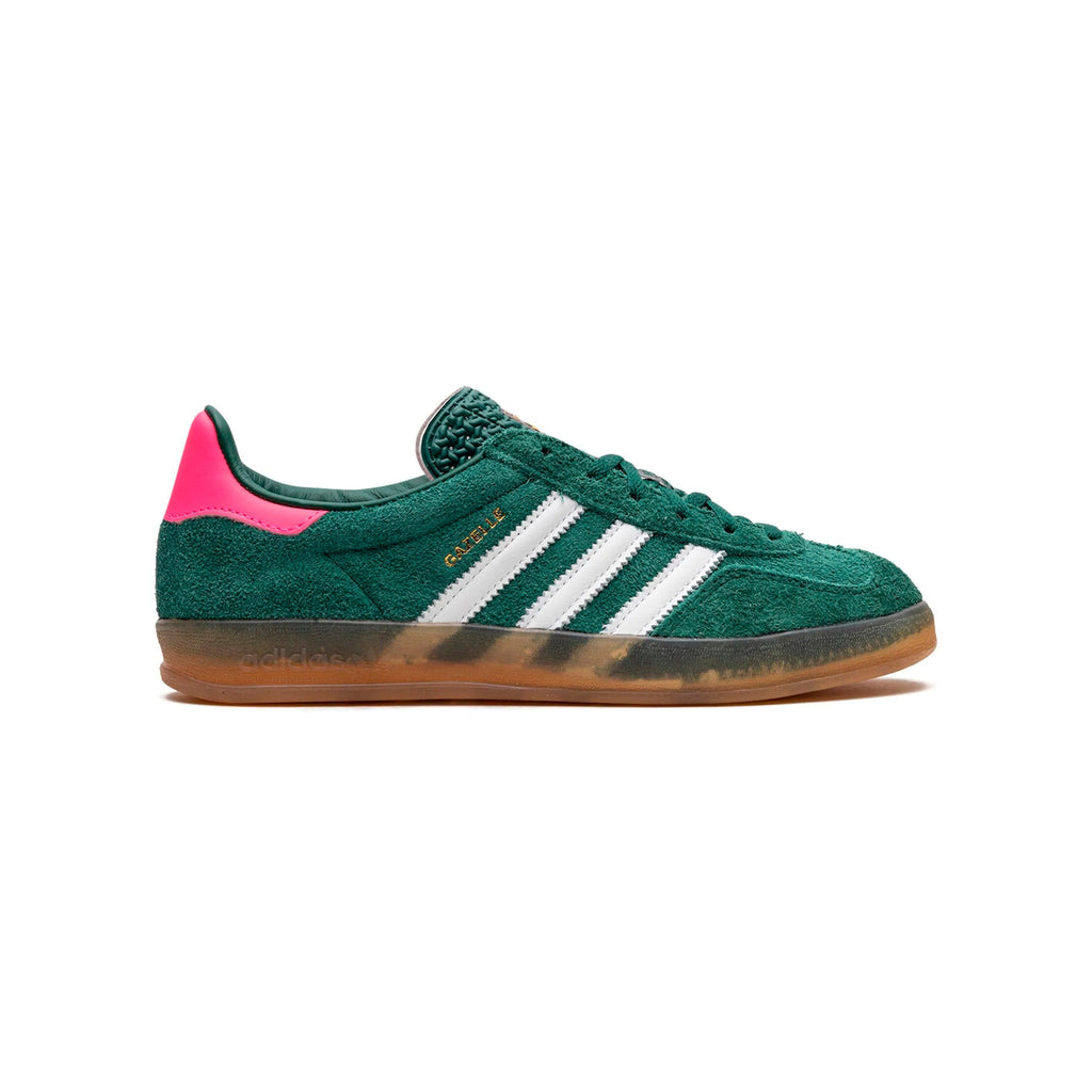 Sneaker Adidas Gazelle Indoor Grün mit Details Rosa und Weiß in Suede