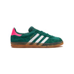 Sneaker Adidas Gazelle Indoor Grün mit Details Rosa und Weiß in Suede