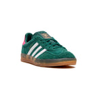 Sneaker Adidas Gazelle Indoor Grün mit Details Rosa und Weiß in Suede