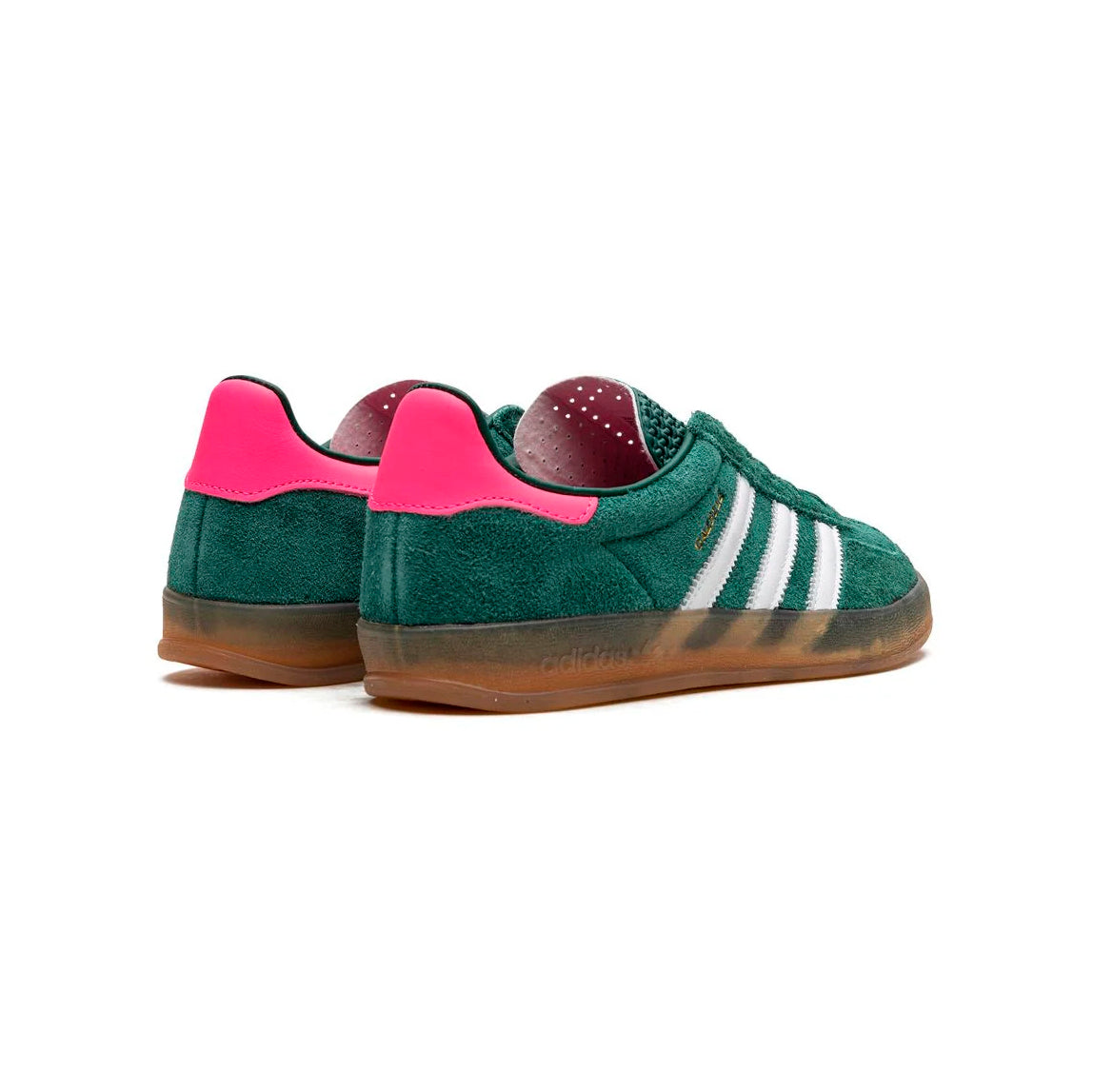 Sneaker Adidas Gazelle Indoor Grün mit Details Rosa und Weiß in Suede