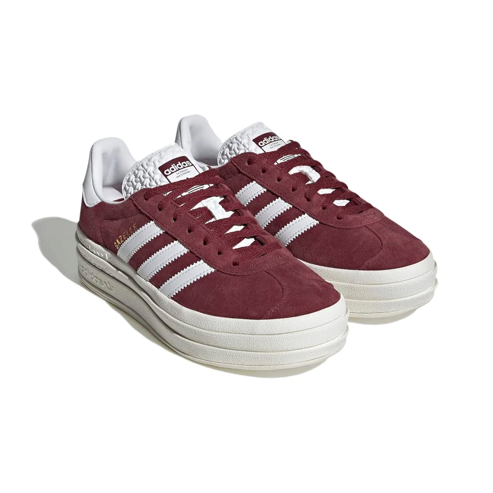 Adidas Gazelle Bold Schuhe Rot Ombra mit Strisce Weiß Damen Platform Vintage