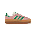 Adidas Gazelle Bold Schuhe Rosa mit Strisce Grün Damen Platform Gum