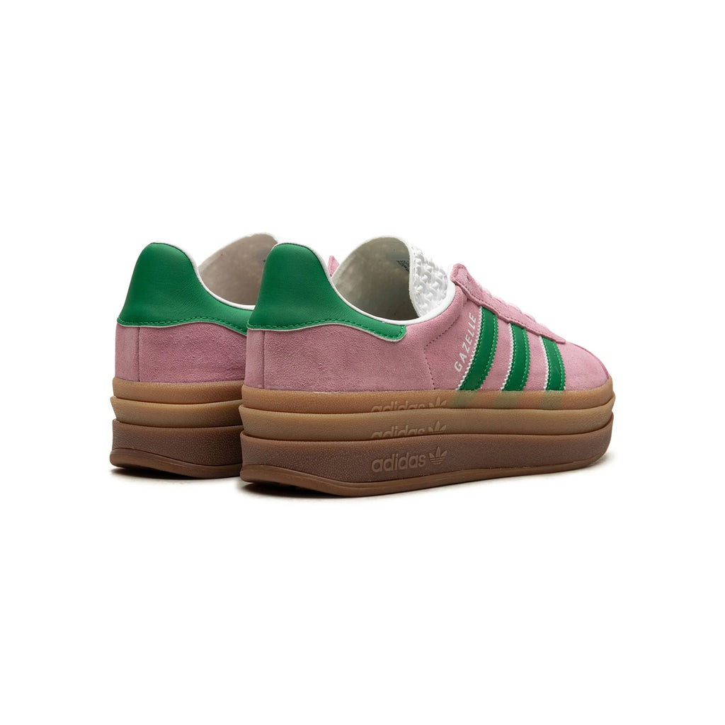 Adidas Gazelle Bold Schuhe Rosa mit Strisce Grün Damen Platform Gum