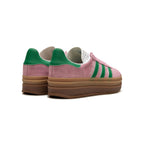 Adidas Gazelle Bold Schuhe Rosa mit Strisce Grün Damen Platform Gum