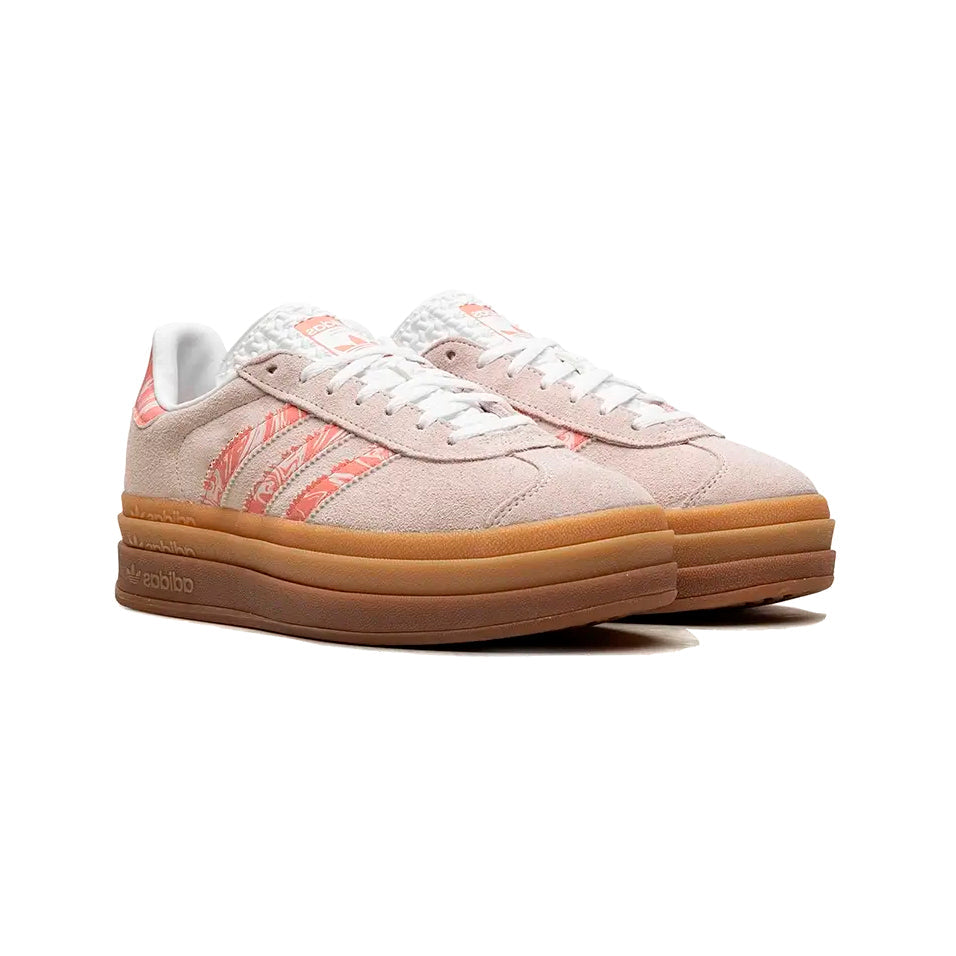 Adidas Gazelle Bold Schuhe Beige mit Details Rosa Damen Platform Gum