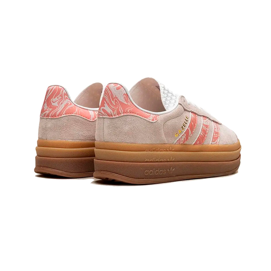 Adidas Gazelle Bold Schuhe Beige mit Details Rosa Damen Platform Gum