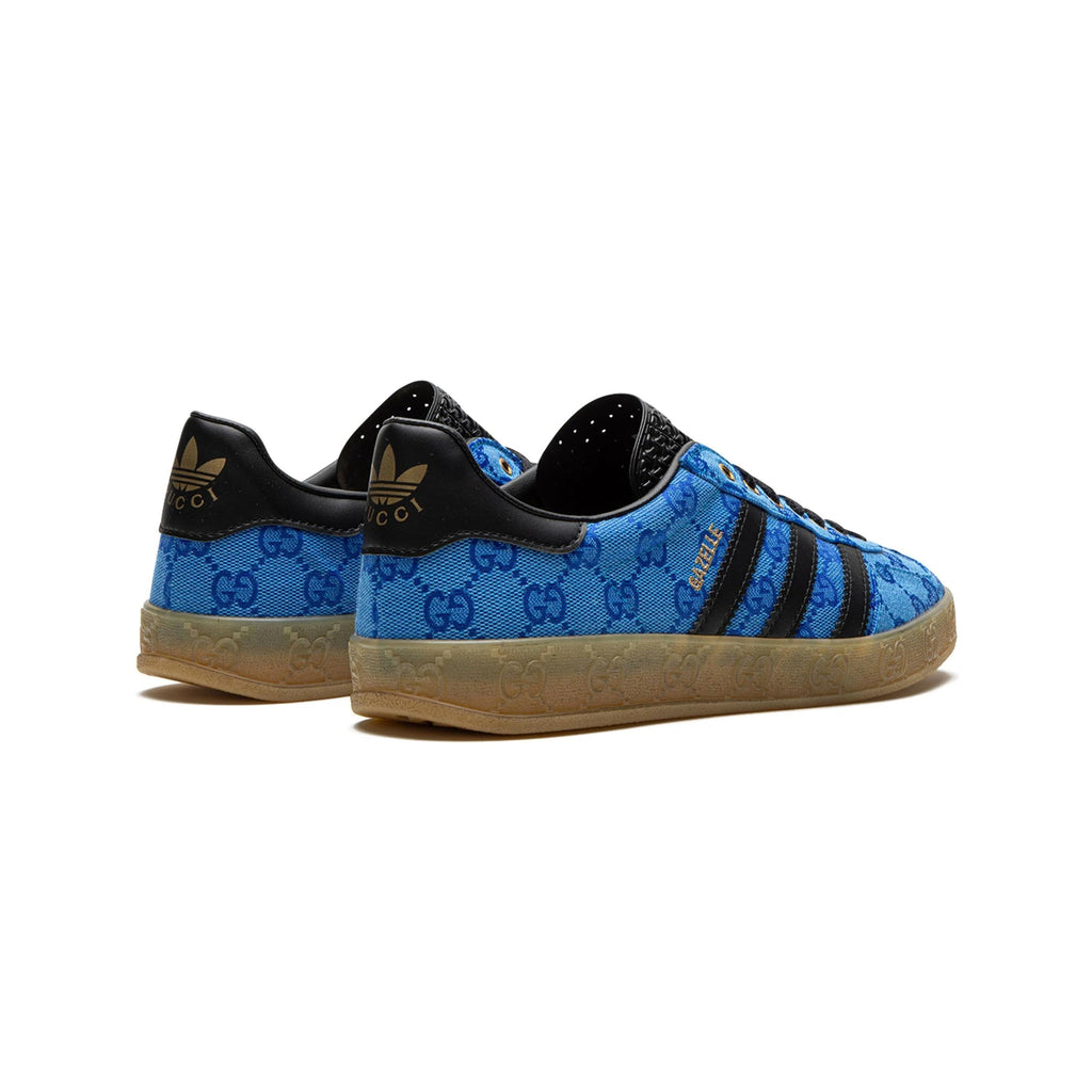 Sneaker Adidas Gazelle x Gucci Blau mit Monogramma GG und Details Schwarz