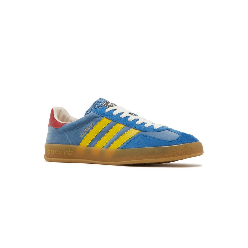 Sneaker Adidas Gazelle x Gucci Hellblau Hell mit Strisce Gelb in Suede