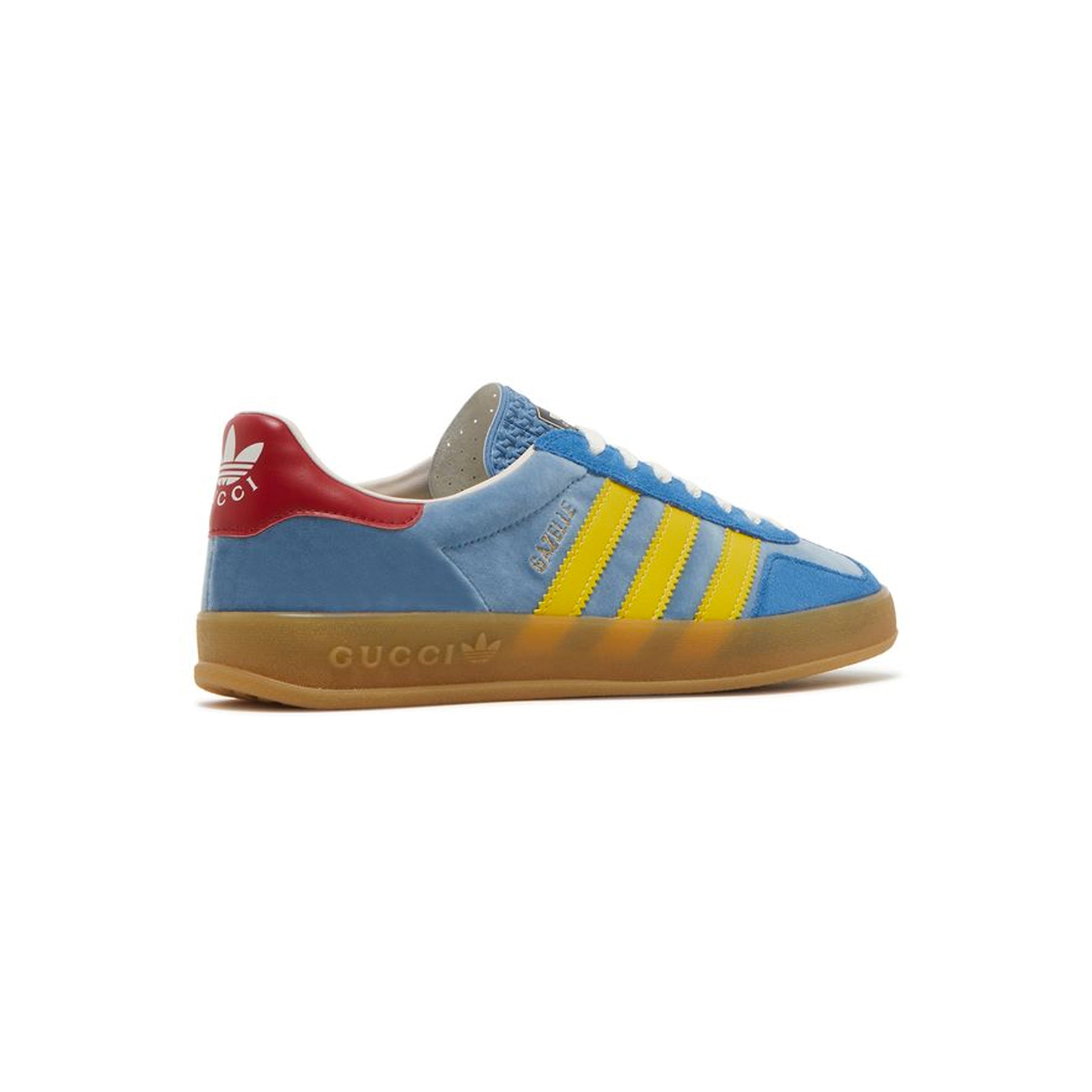 Sneaker Adidas Gazelle x Gucci Hellblau Hell mit Strisce Gelb in Suede