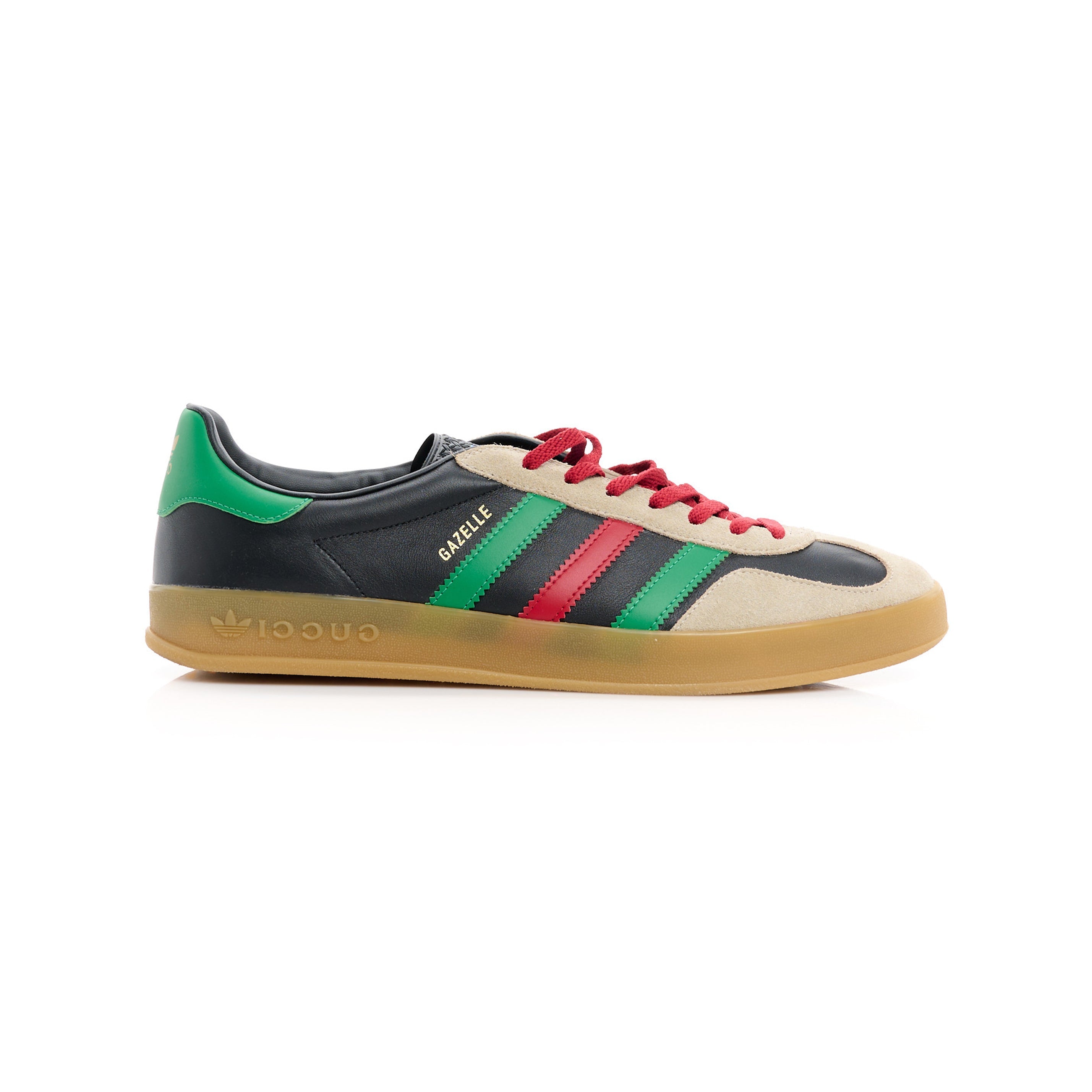 Sneaker Adidas Gazelle x Gucci Schwarz mit Details Rot und Grün in Suede