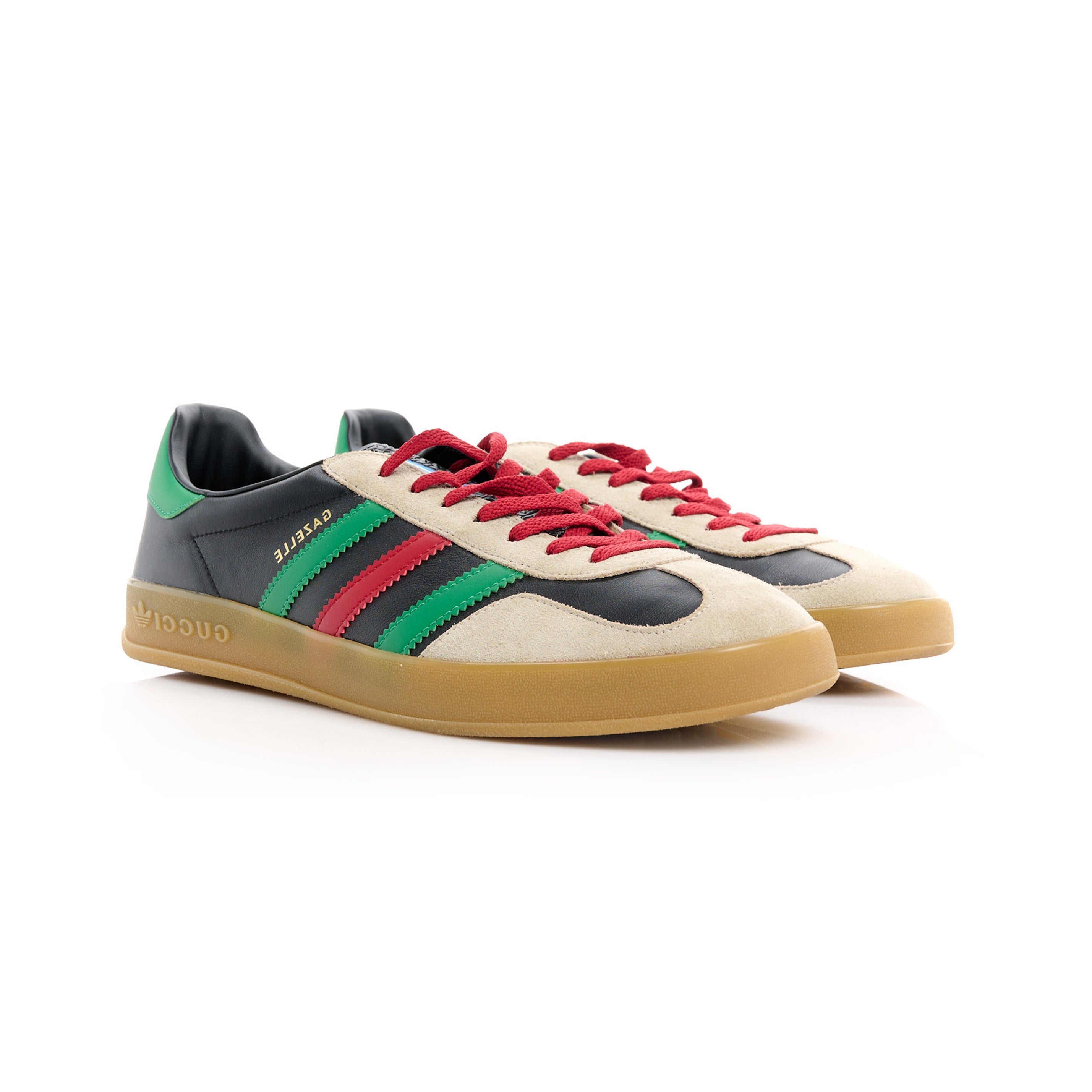 Sneaker Adidas Gazelle x Gucci Schwarz mit Details Rot und Grün in Suede