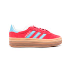 Adidas Gazelle Bold Schuhe Rot mit Details Hellblau Damen Platform Gum