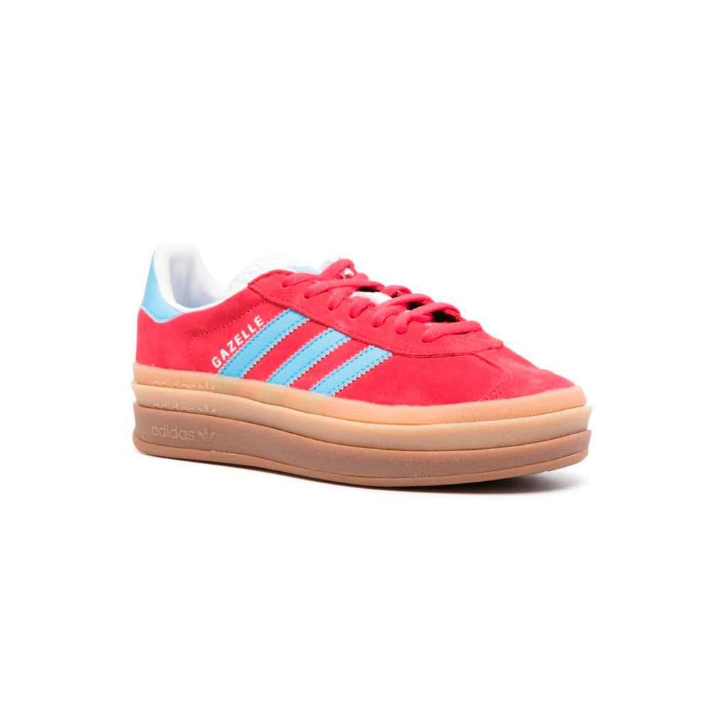 Adidas Gazelle Bold Schuhe Rot mit Details Hellblau Damen Platform Gum