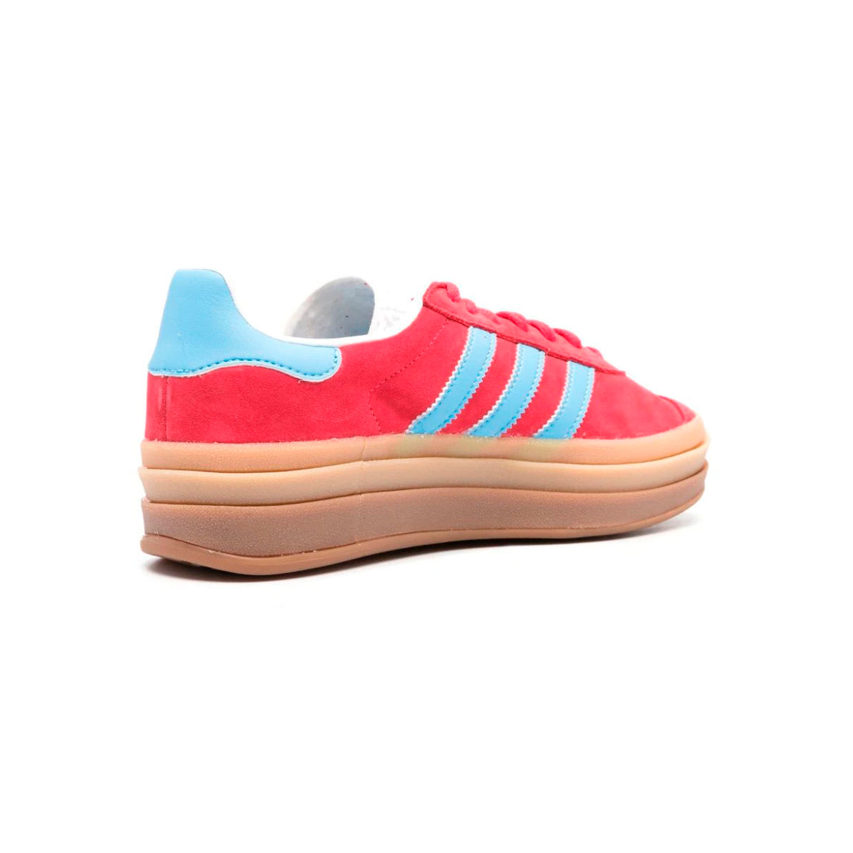 Adidas Gazelle Bold Schuhe Rot mit Details Hellblau Damen Platform Gum