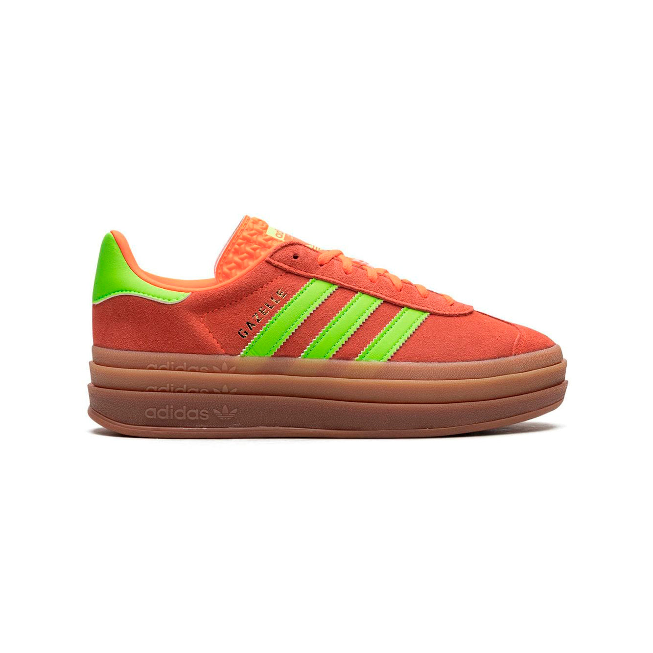 Adidas Gazelle Bold Schuhe Orange mit Details Grün Neon Damen Platform