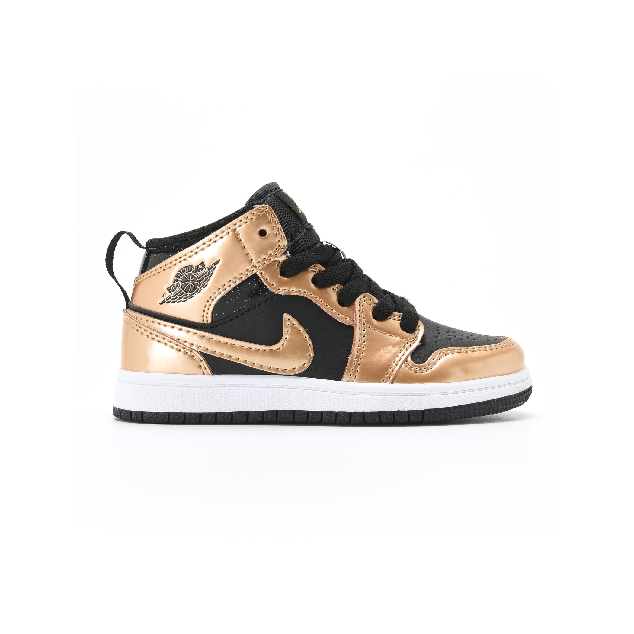 Nike Air Jordan 1 Mid Kinder Gold Schwarz Metallico Raffinato