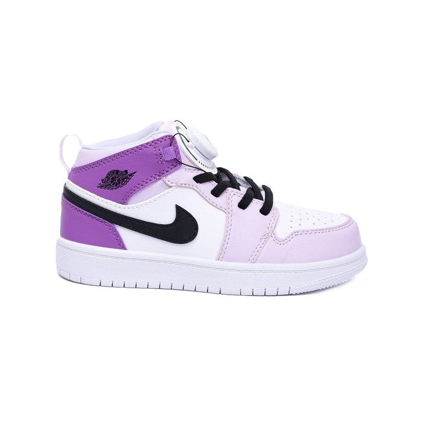 Nike Air Jordan 1 Mid Bambina Violett und Weiß Barely Grape mit Boa