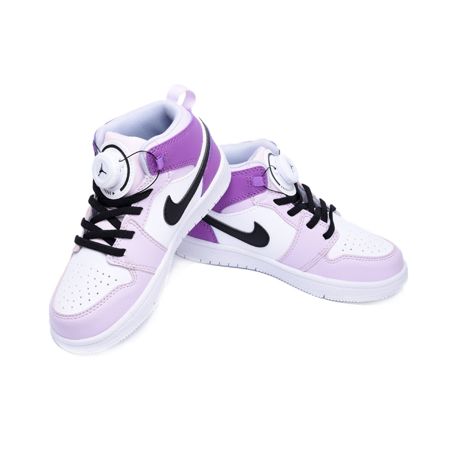 Nike Air Jordan 1 Mid Bambina Violett und Weiß Barely Grape mit Boa