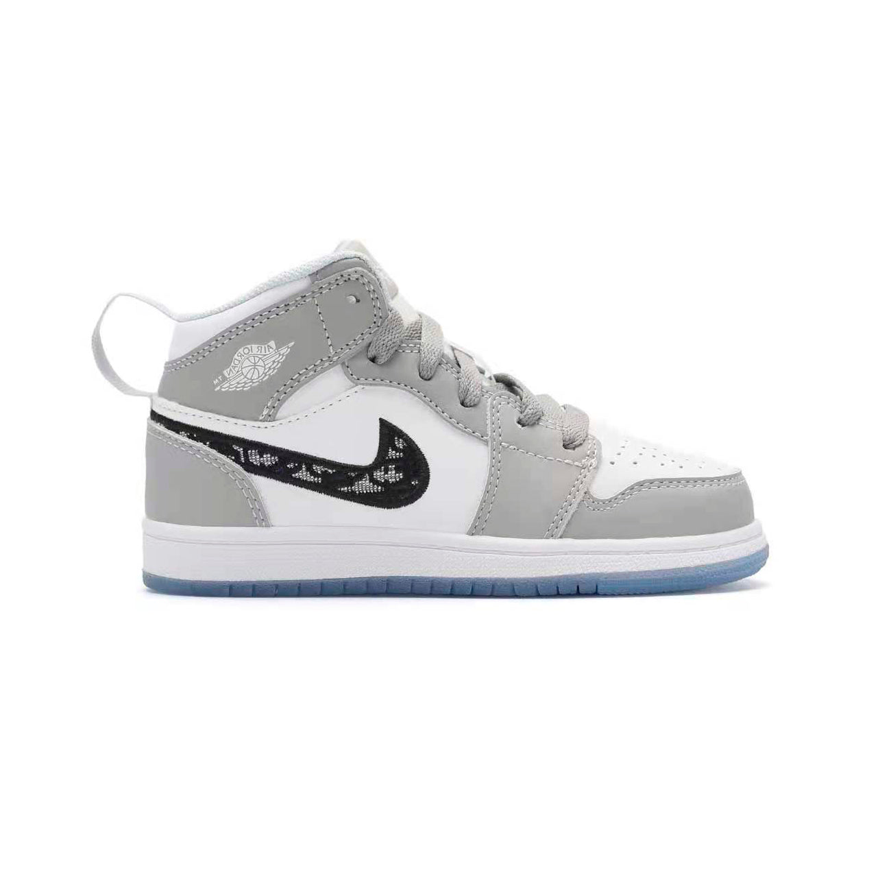 Nike Air Jordan 1 Mid Kinder Grau und Weiß Stil Dior