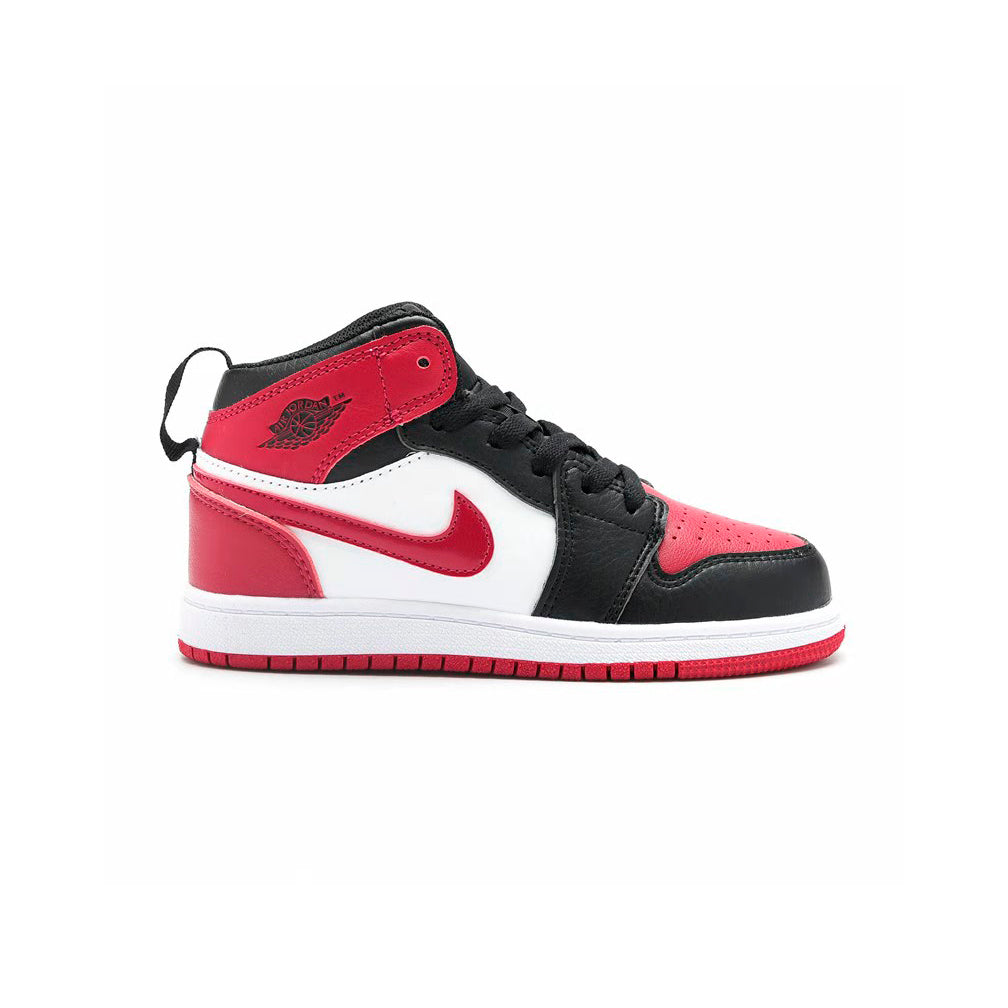 Nike Air Jordan 1 Mid Kinder Rot Schwarz Weiß Klassisch