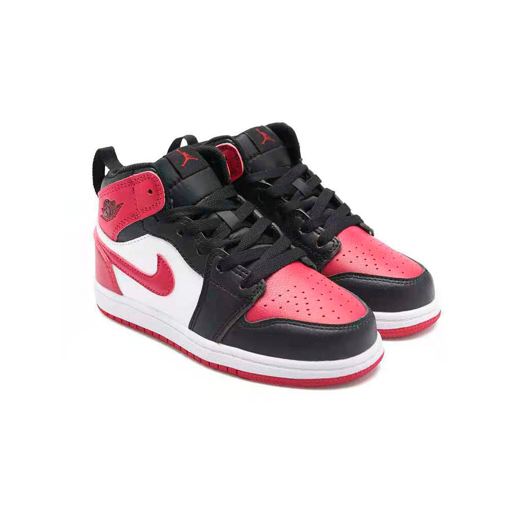 Nike Air Jordan 1 Mid Kinder Rot Schwarz Weiß Klassisch