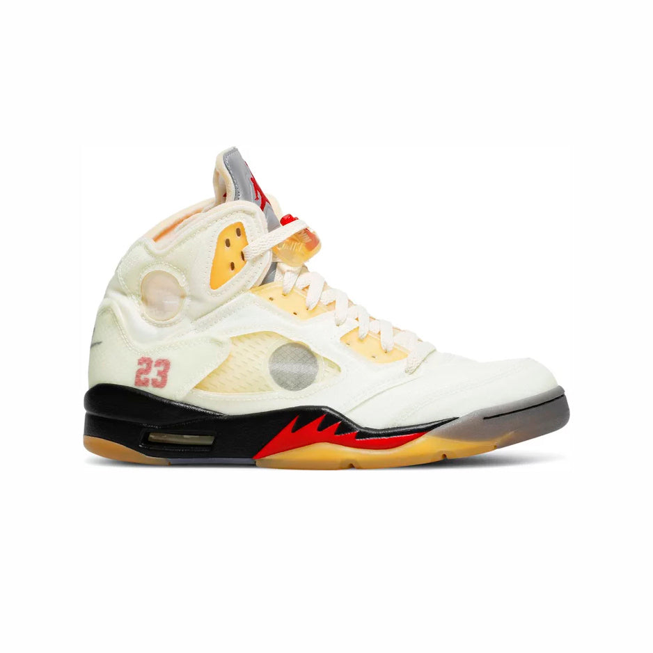 Nike Air Jordan 5 Retro Off-Weiß Sail Weiß Rot Gelb Herren