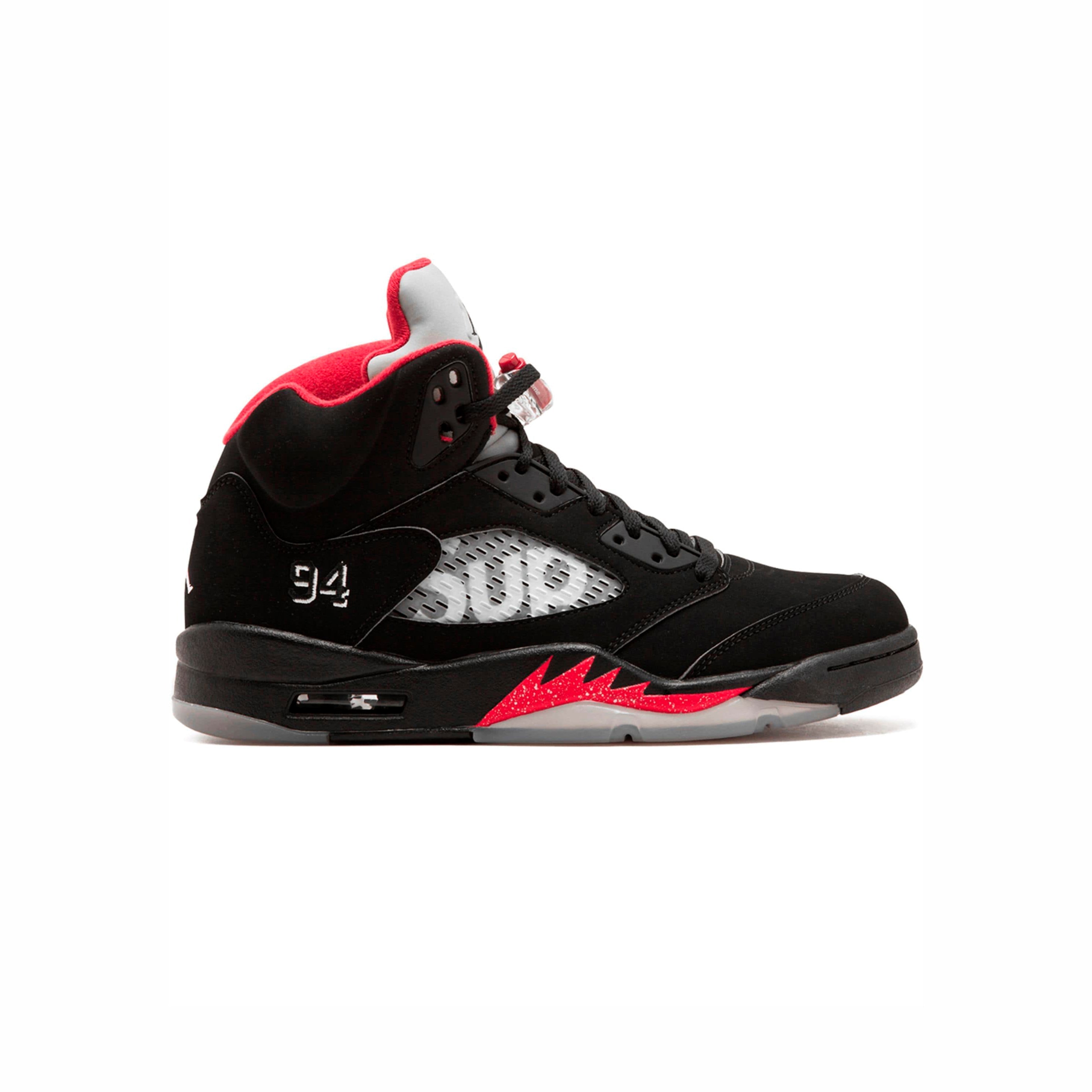 Nike Air Jordan 5 Retro Supreme Schwarz Rot Silber Herren