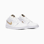 Nike Air Jordan 1 Low Weiß Gold Metallizzato Leder Premium