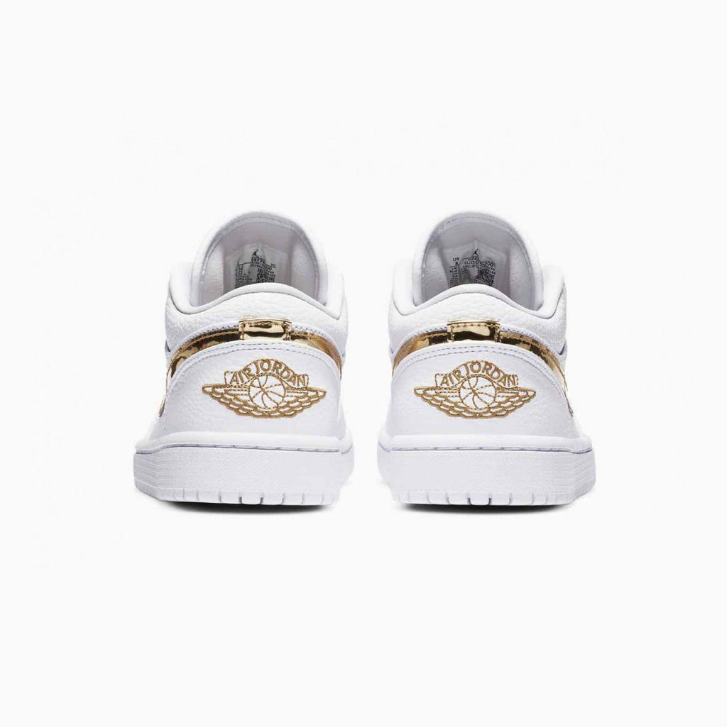Nike Air Jordan 1 Low Weiß Gold Metallizzato Leder Premium