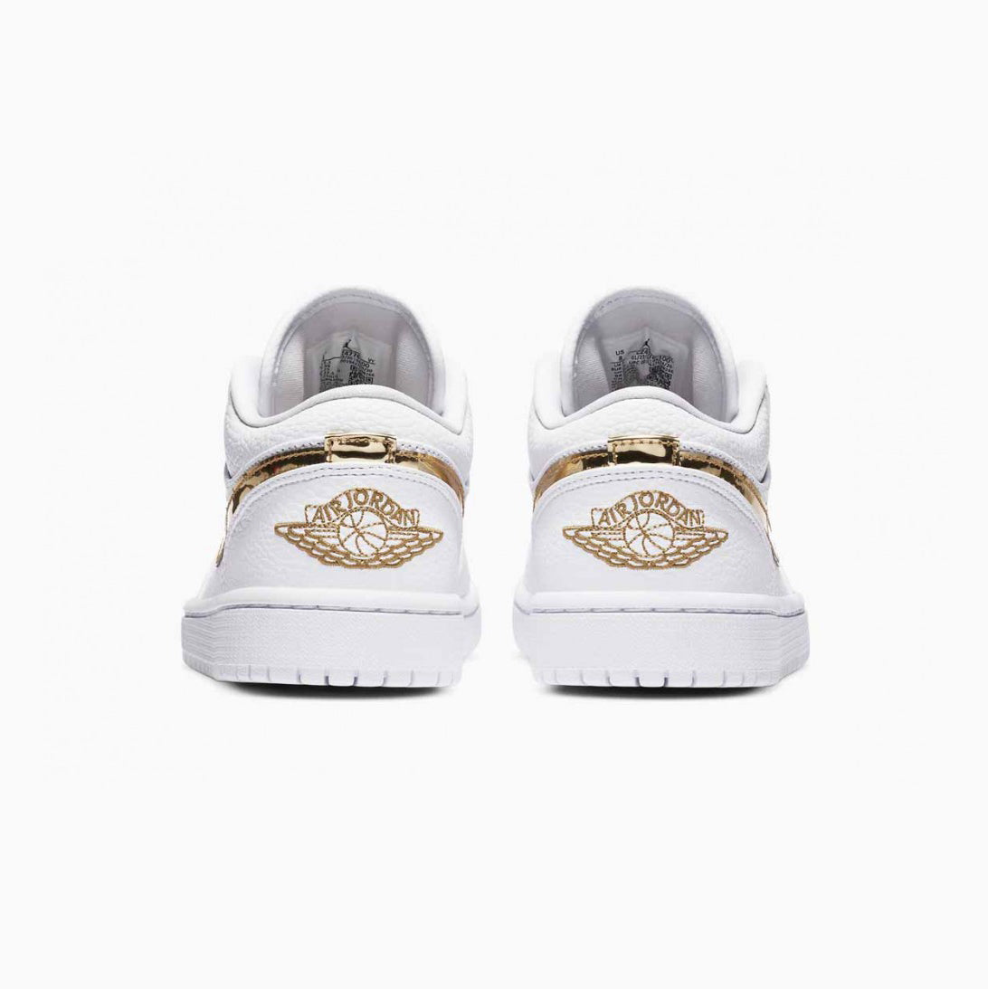 Nike Air Jordan 1 Low Weiß Gold Metallizzato Leder Premium