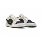 Nike Air Jordan 1 Low Leder Weiß Schwarz Swoosh Bestickt