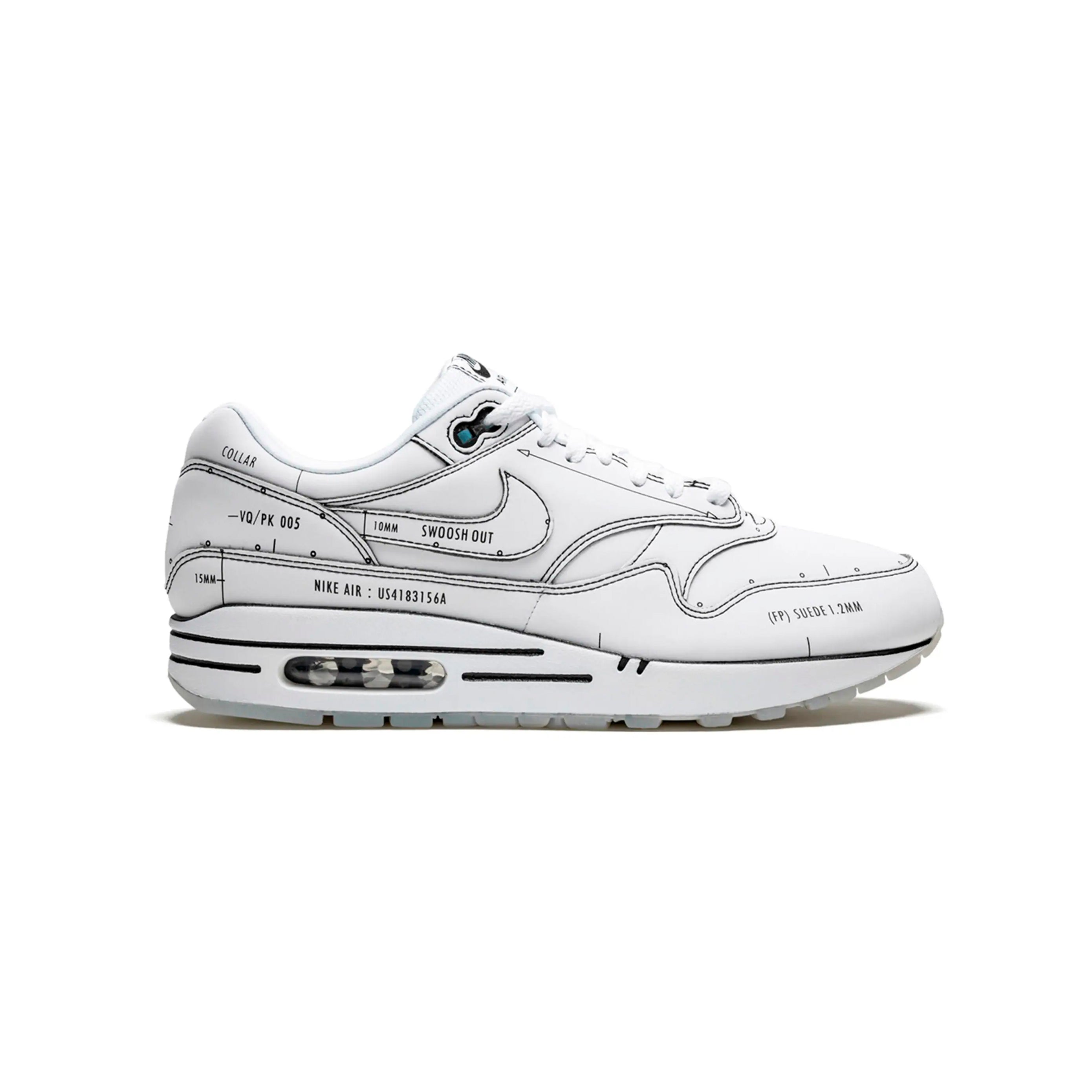 Nike Air Max 1 Sketch Schematic Weiß Herren Sneaker Design Exklusiv