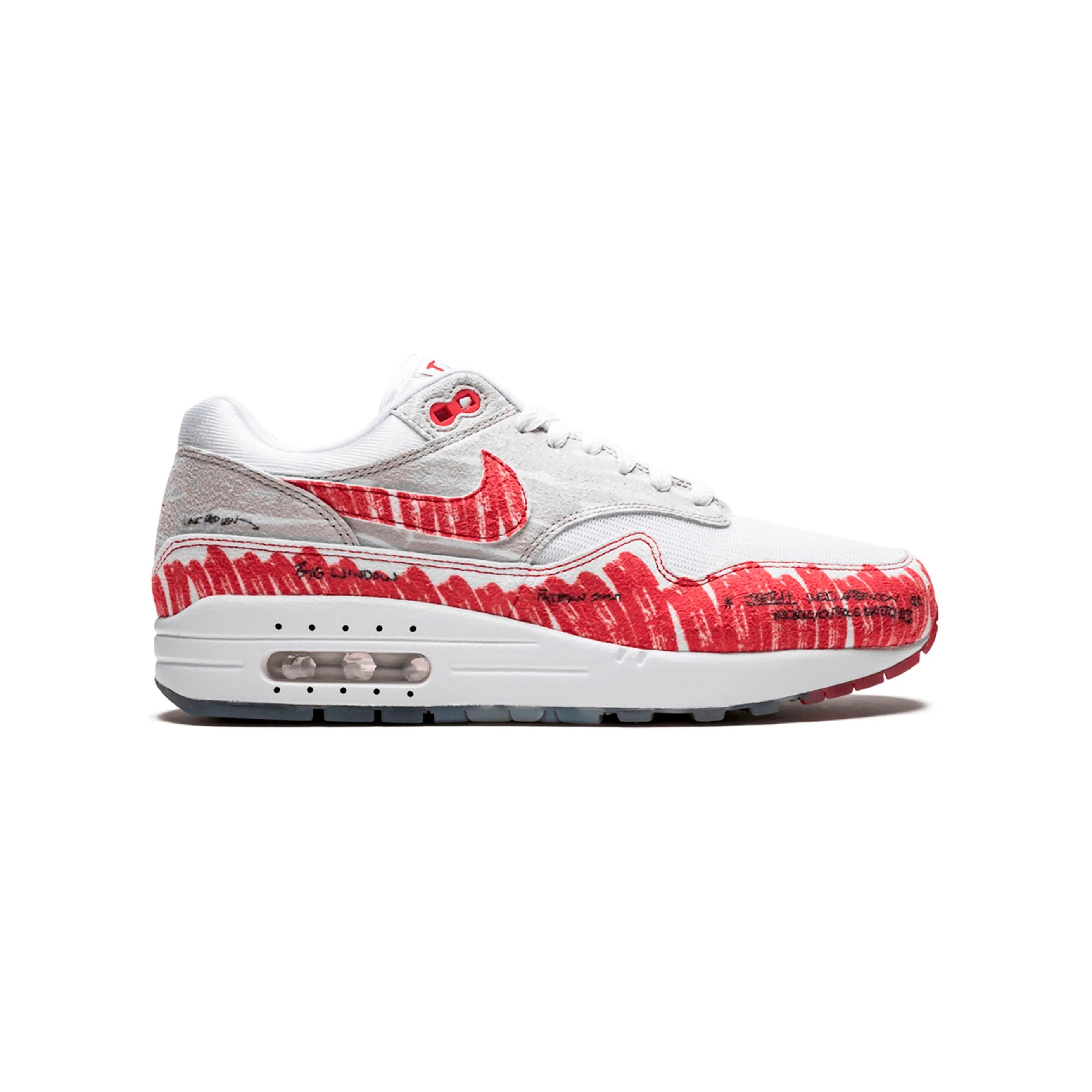 Nike Air Max 1 Tinker Sketch to Shelf Weiß Rot Herren Sneaker Exklusiv