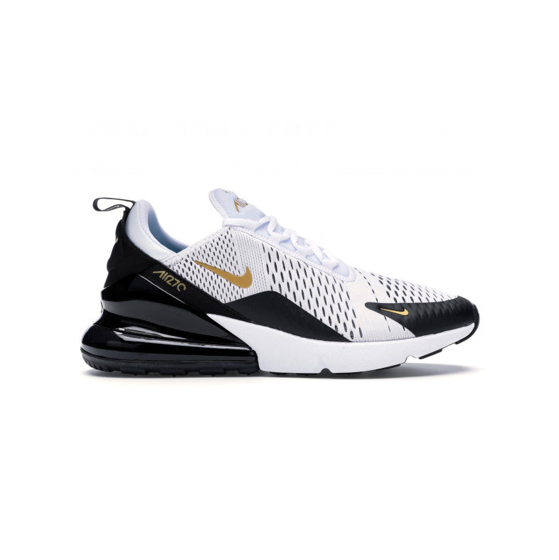 Nike Air Max 270 Weiß Schwarz Gold Metallico Herren Sneaker Elegant