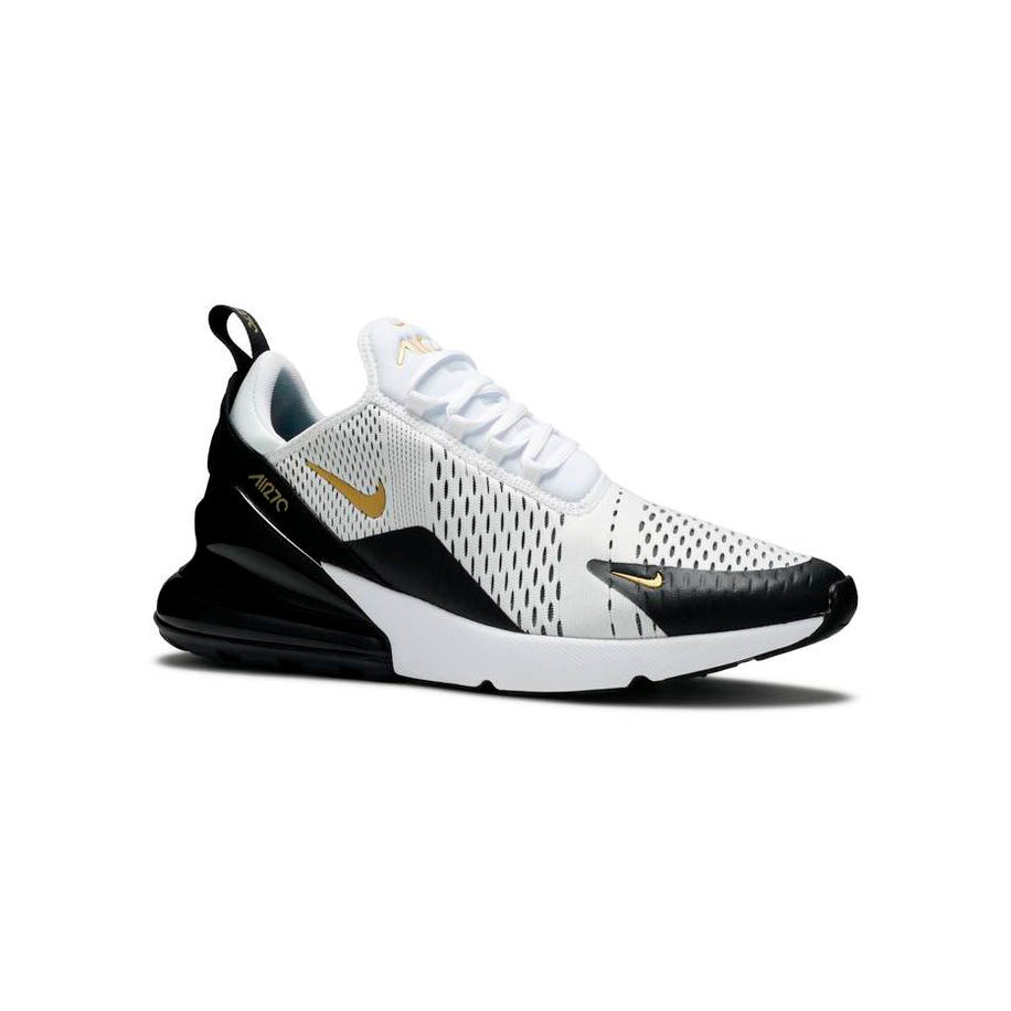 Nike Air Max 270 Weiß Schwarz Gold Metallico Herren Sneaker Elegant