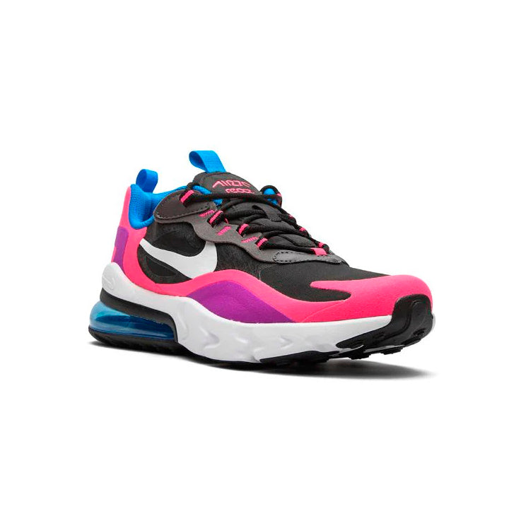 Nike Air Max 270 React Schwarz mit Details Rosa Hyper und Violett Vivid