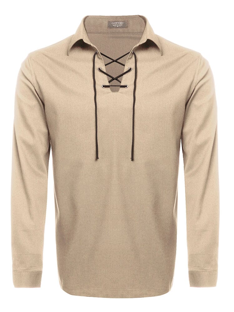 Casual Lace Up Henley Hemd