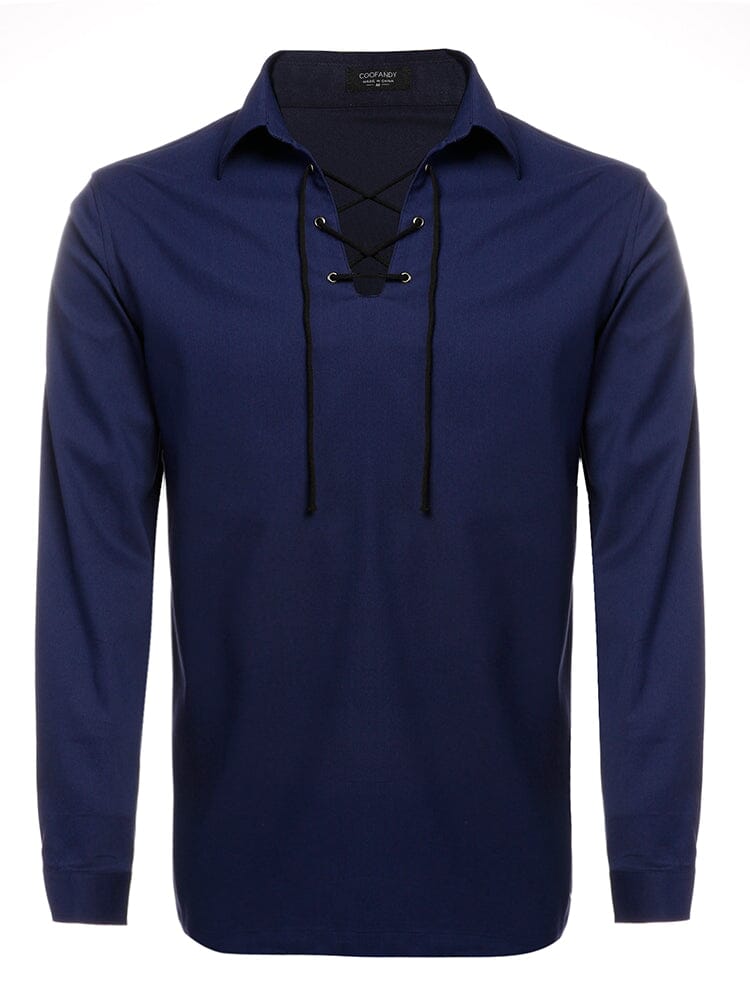 Casual Lace Up Henley Hemd