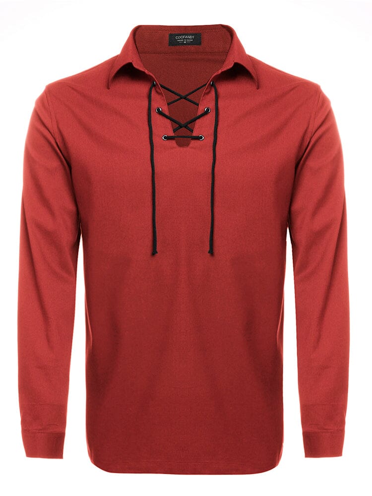 Casual Lace Up Henley Hemd