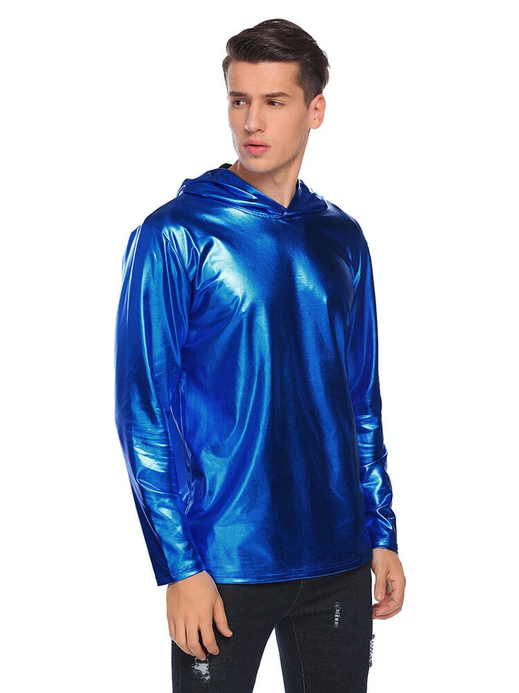 Casual Metallic Shiny Hoodie