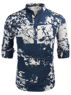 Baumwolle Leinen Blumen Henley Hemd
