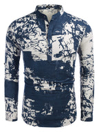 Baumwolle Leinen Blumen Henley Hemd