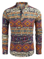 Baumwolle Leinen Blumen Henley Hemd