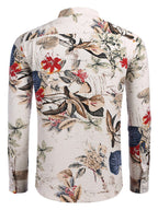Baumwolle Leinen Blumen Henley Hemd