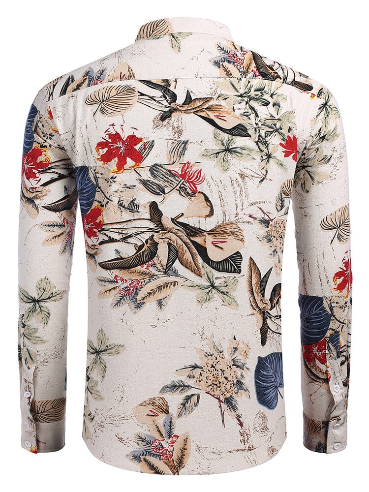 Baumwolle Leinen Blumen Henley Hemd