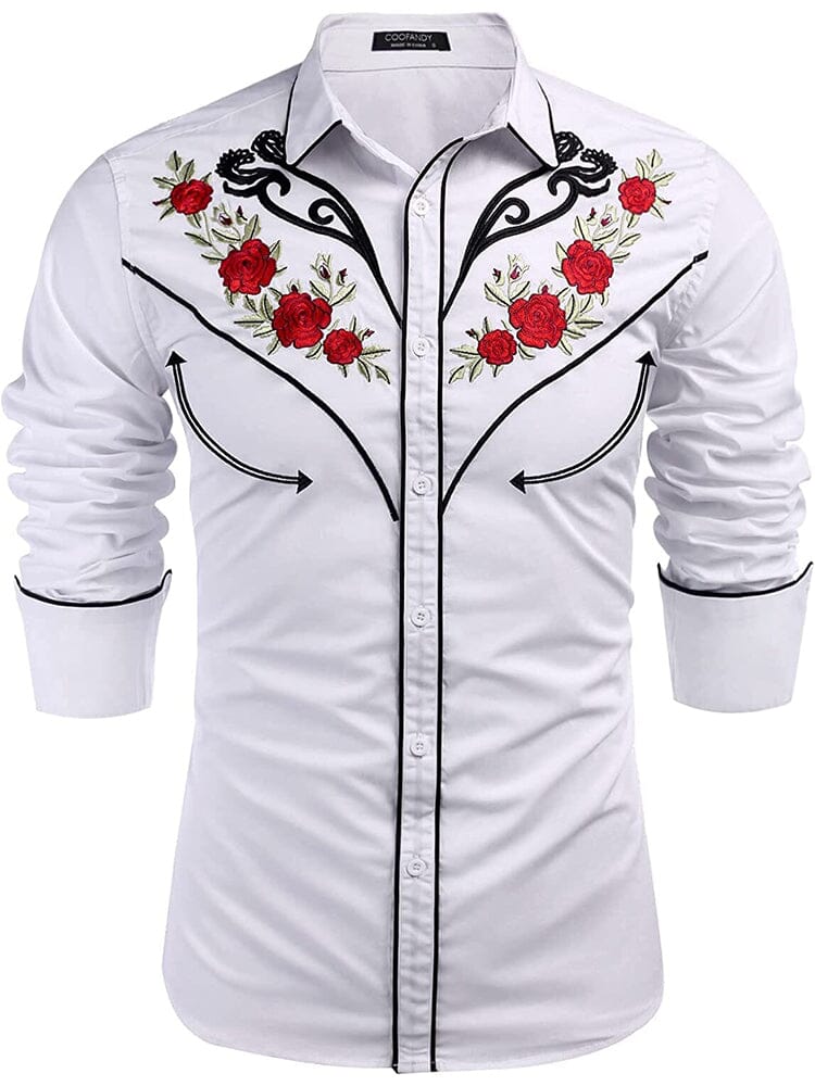 Western Cowboy Embroidered Knopf Down Baumwolle Hemd