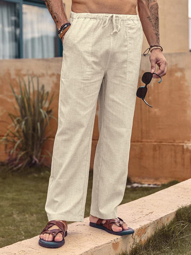 Leinen Stil Elastische Waist Yoga Hose