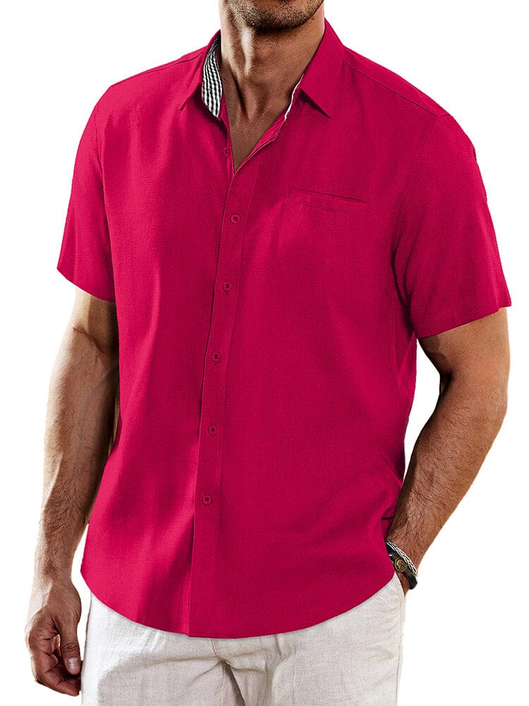 Casual Unique Kragen Baumwolle Leinen Hemd