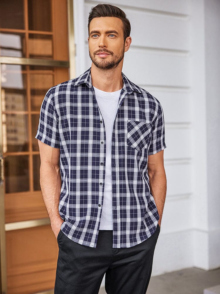 Casual Kurz Ärmel Plaid Hemd