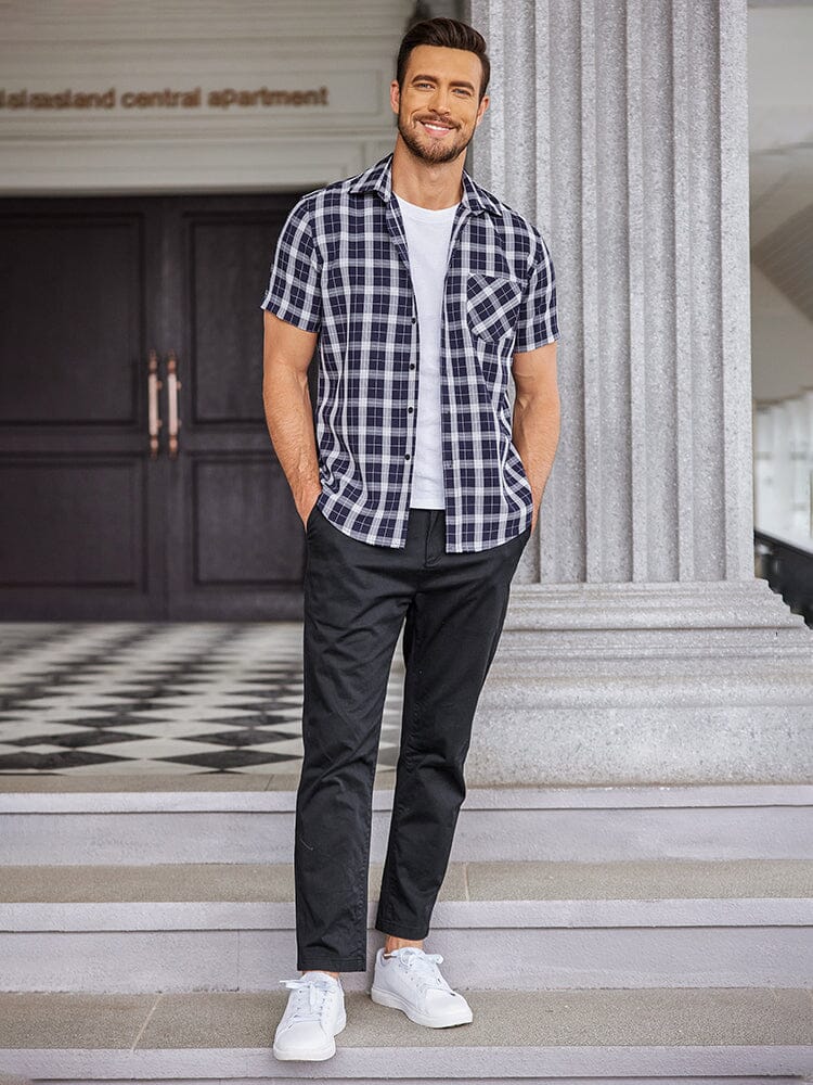 Casual Kurz Ärmel Plaid Hemd